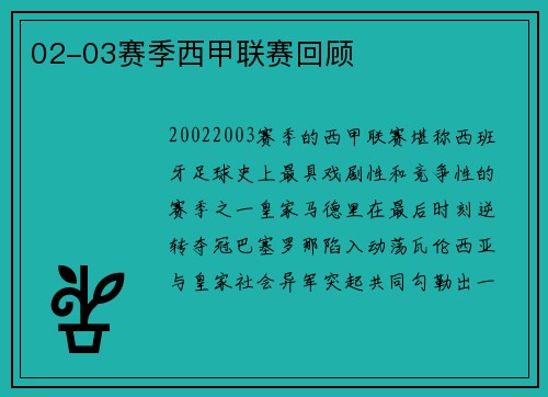 02-03赛季西甲联赛回顾