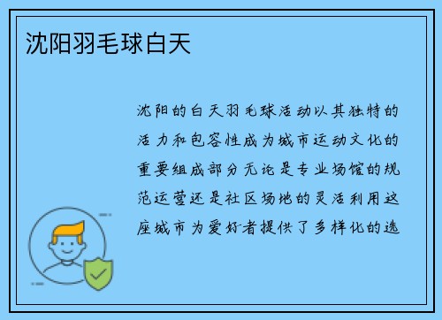 沈阳羽毛球白天