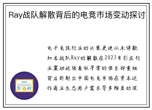 Ray战队解散背后的电竞市场变动探讨